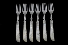 画像4: 純銀製（925）1873年　白蝶貝　デザートフォーク6本セット (4)