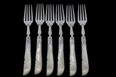 画像3: 純銀製（925）1873年　白蝶貝　デザートフォーク6本セット (3)