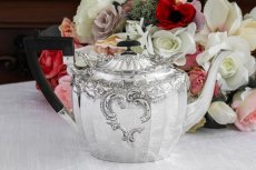 画像5: 純銀製（925）1900年　透かしの縁取り　ロココ風スクロール装飾　ティー3点セット (5)