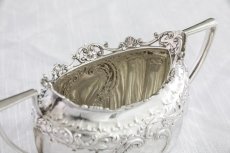 画像11: 純銀製（925）1900年　透かしの縁取り　ロココ風スクロール装飾　ティー3点セット (11)
