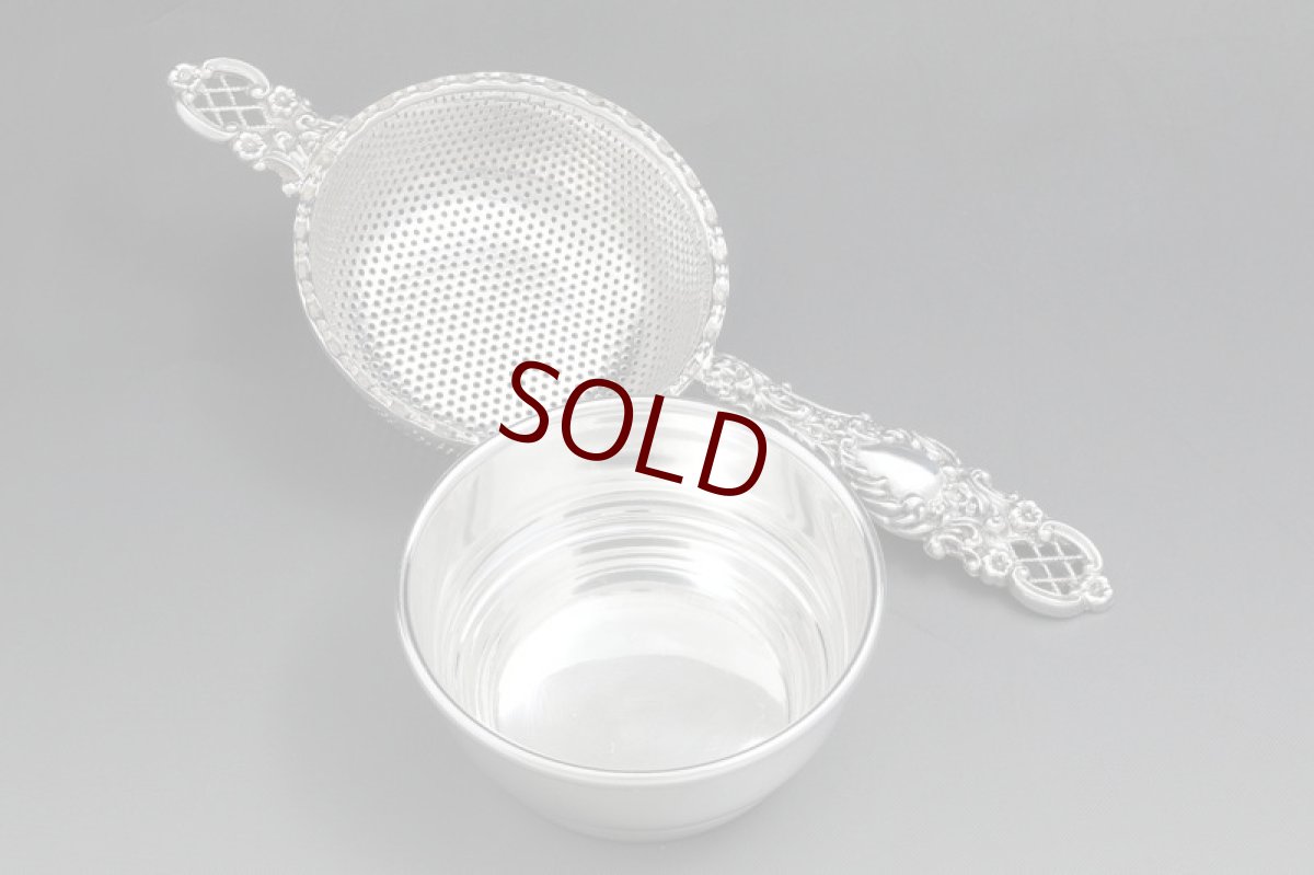 画像4: 純銀製（925）1992年　ロココ調透かし細工　ティーストレイナー＆スタンド (4)