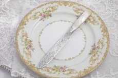 画像1: 純銀製（925）1923年　美彫刻　白蝶貝ハンドル　ケーキナイフ (1)