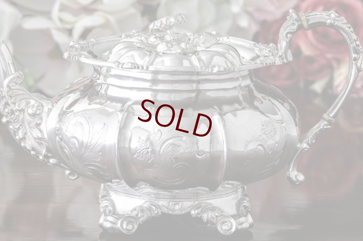 画像3: 純銀製（800）1860年前後　ベルギー製　メロン型　お花の摘み　ティー3点セット (3)