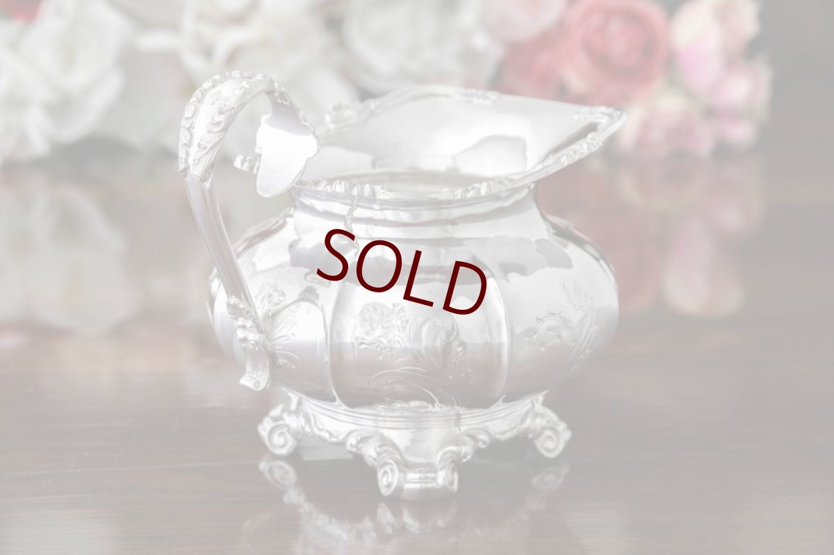 画像15: 純銀製（800）1860年前後　ベルギー製　メロン型　お花の摘み　ティー3点セット (15)