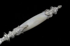 画像5: 純銀製（800）白蝶貝ハンドル　デザートサービングスプーンセット (5)