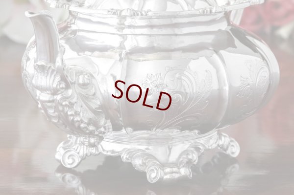 画像4: 純銀製（800）1860年前後　ベルギー製　メロン型　お花の摘み　ティー3点セット