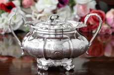 画像11: 純銀製（800）1860年前後　ベルギー製　メロン型　お花の摘み　ティー3点セット (11)