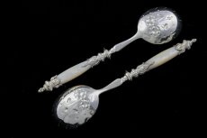 画像3: 純銀製（800）白蝶貝ハンドル　デザートサービングスプーンセット (3)