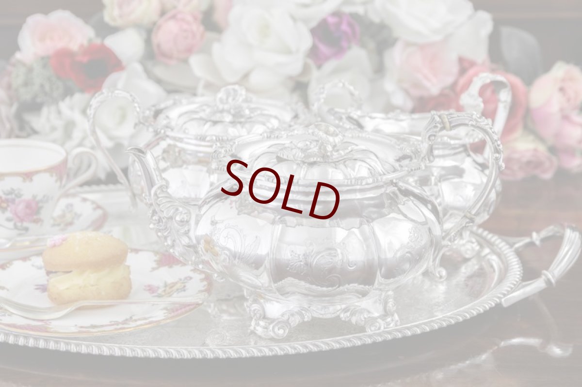 画像16: 純銀製（800）1860年前後　ベルギー製　メロン型　お花の摘み　ティー3点セット (16)