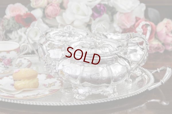 画像16: 純銀製（800）1860年前後　ベルギー製　メロン型　お花の摘み　ティー3点セット