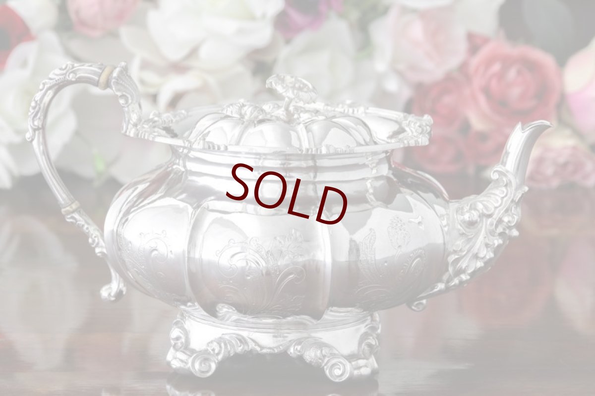 画像6: 純銀製（800）1860年前後　ベルギー製　メロン型　お花の摘み　ティー3点セット (6)