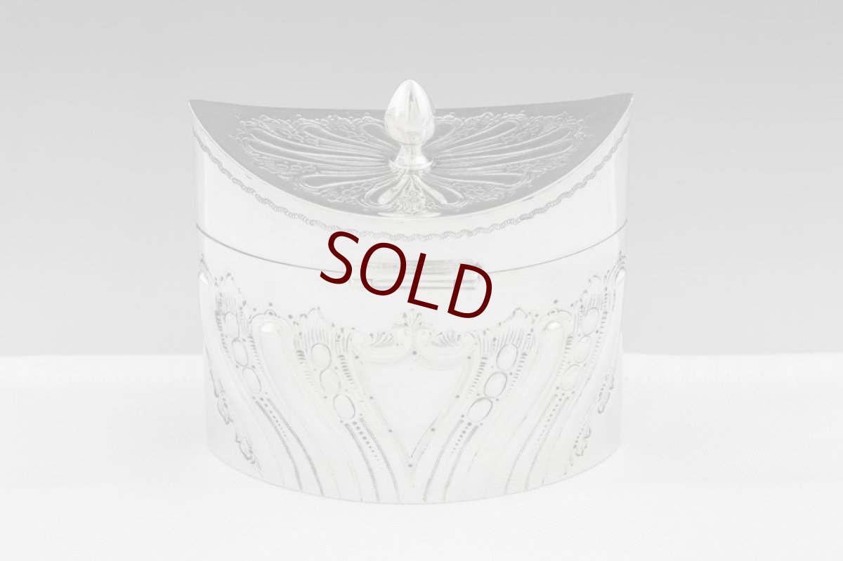 画像5: 純銀製（925）1896年　ハンドチェイス　フルーテッド　ティーキャディー  (5)