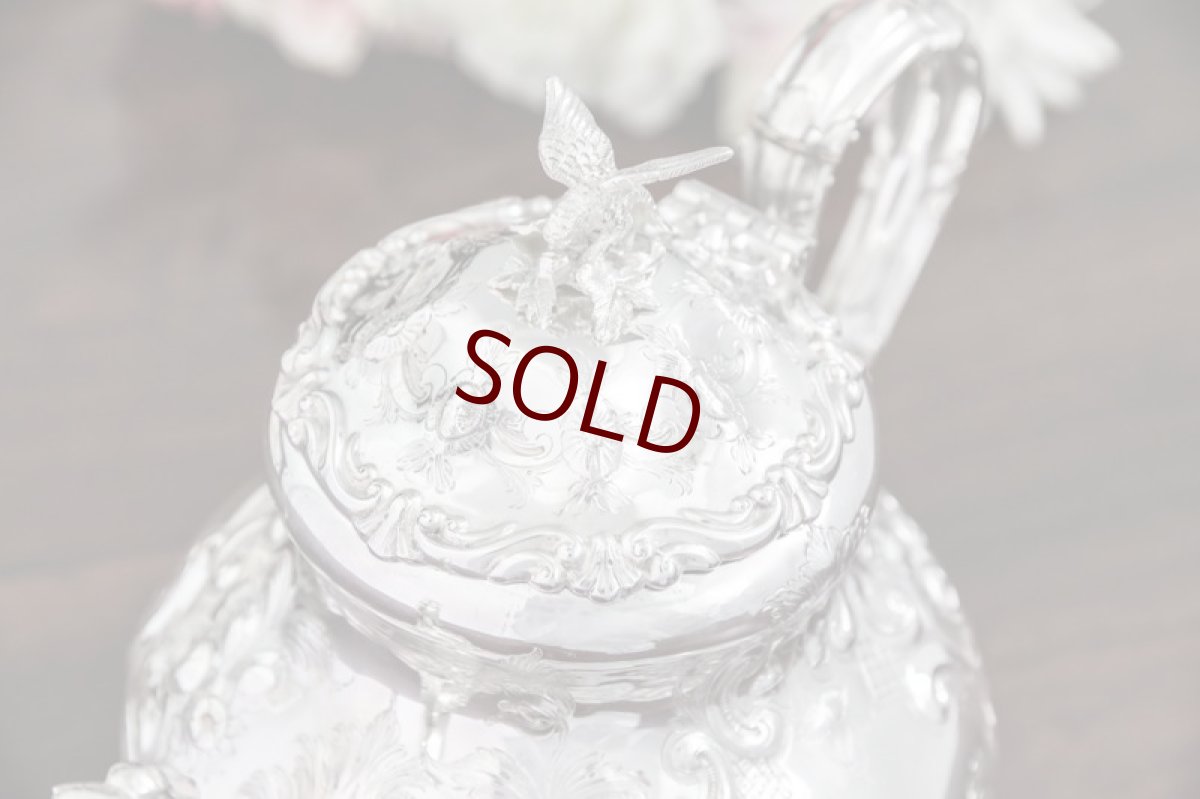 画像6: シルバープレート　ヴィクトリアンロココ　鳥の摘みと薔薇の彫刻　ティーポット (6)