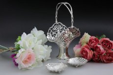 画像5: 純銀製（９２５）1909年 　透かし細工が美しい、　フラワーバスケット (5)