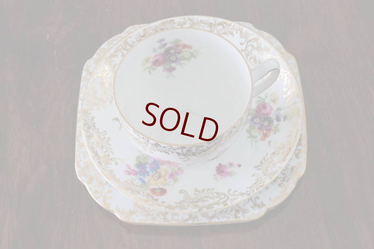 画像12: １９３０年代　チェコ製　手描き　ブーケと金彩のトリオセット１ (12)