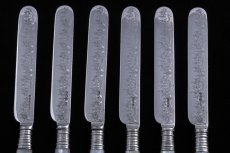 画像4: 純銀製（925）1897年　白蝶貝ハンドル　お花と葉模様のガーランド彫刻　ティーナイフ6本セット　 (4)