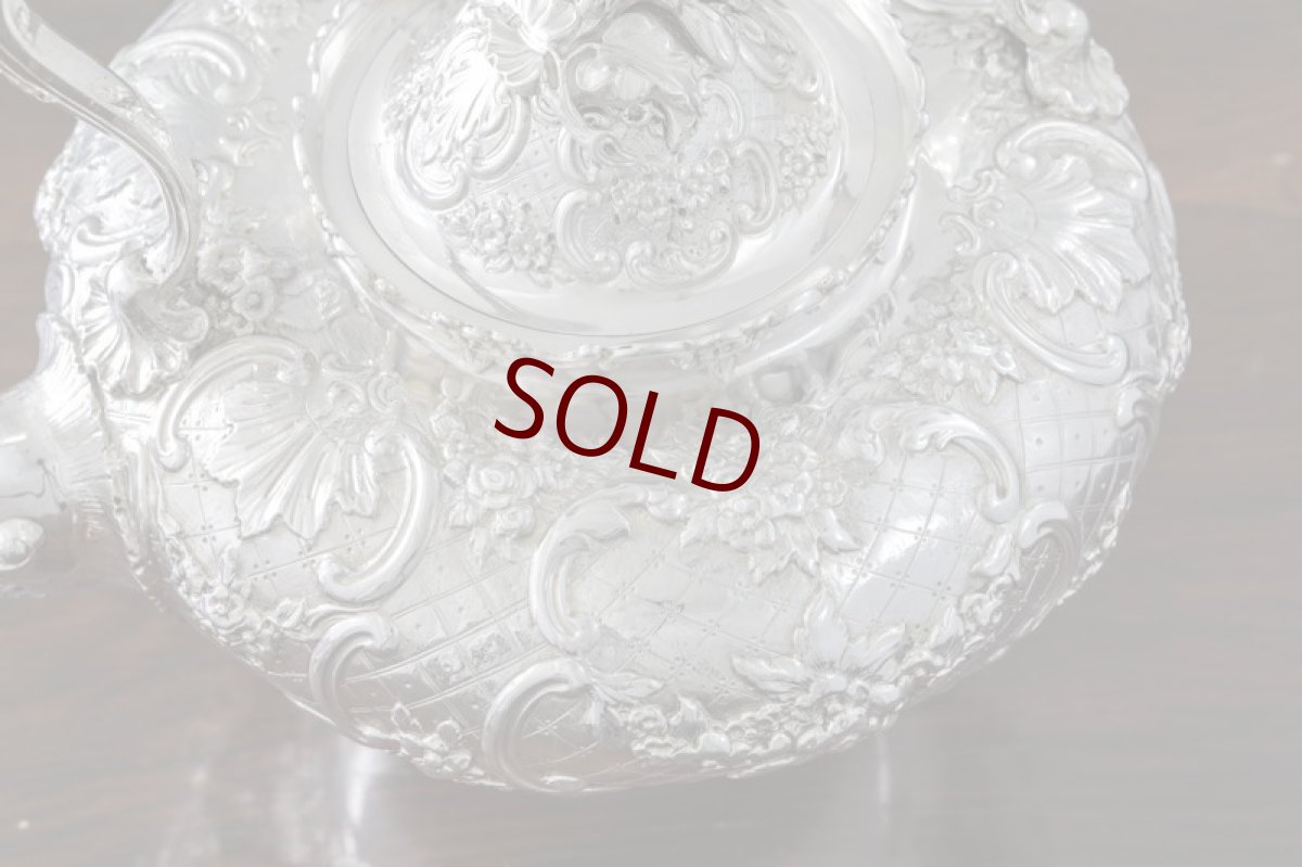 画像7: 純銀製（925）1915年　ロココスタイル　お花の摘み　お花のガーランド　ティーケトル (7)