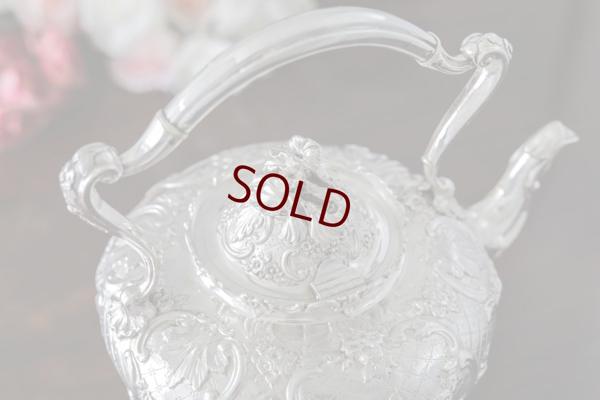 画像8: 純銀製（925）1915年　ロココスタイル　お花の摘み　お花のガーランド　ティーケトル (8)