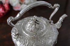 画像8: 純銀製（925）1915年　ロココスタイル　お花の摘み　お花のガーランド　ティーケトル (8)