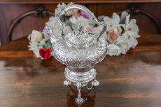 画像9: 純銀製（925）1915年　ロココスタイル　お花の摘み　お花のガーランド　ティーケトル (9)