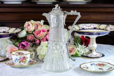 画像1: シルバープレート製 1900年前後　ハンドカットグラス クラレットジャグ  (1)