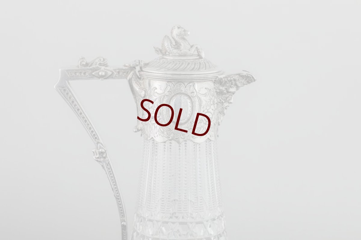 画像6: シルバープレート製 1900年前後　ハンドカットグラス クラレットジャグ  (6)