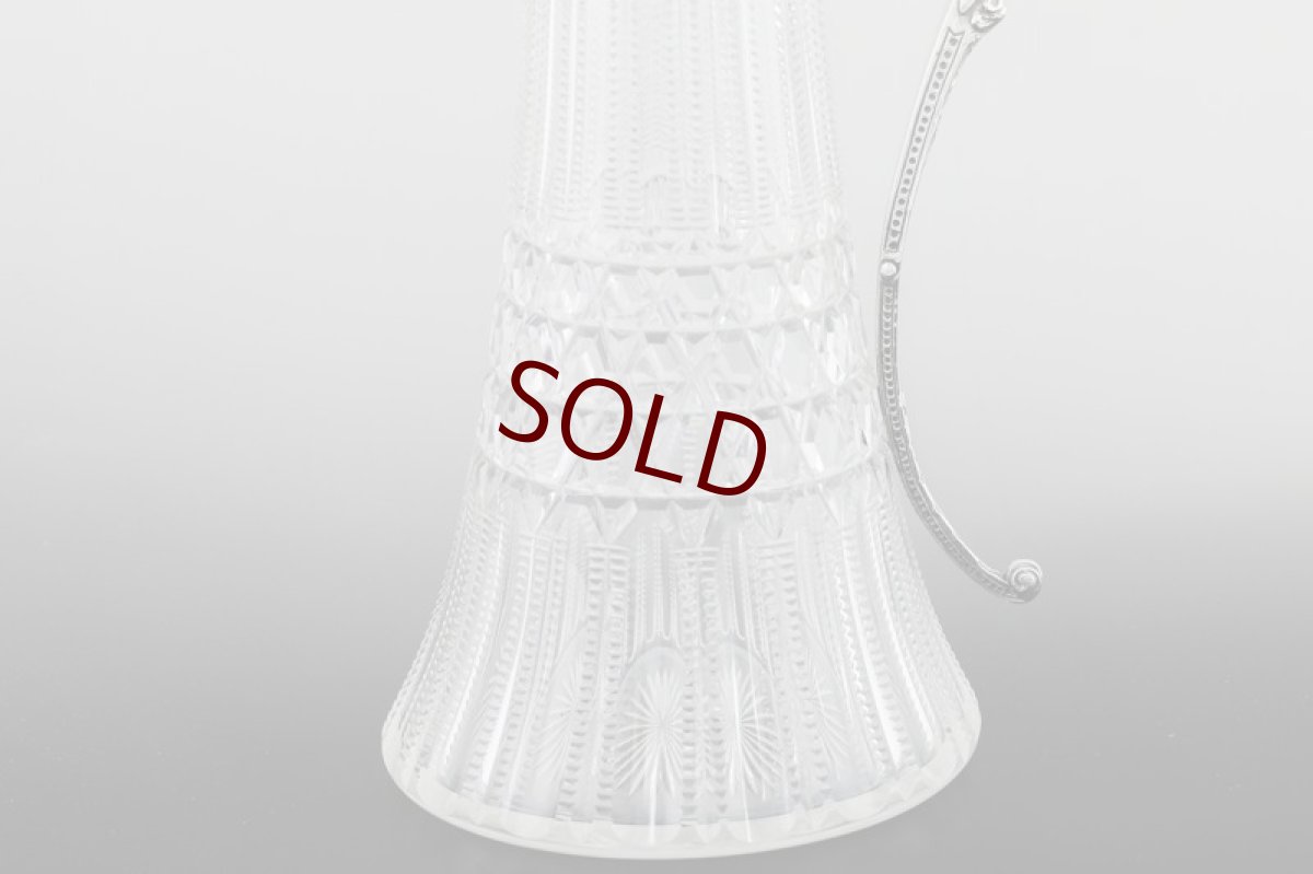 画像8: シルバープレート製 1900年前後　ハンドカットグラス クラレットジャグ  (8)