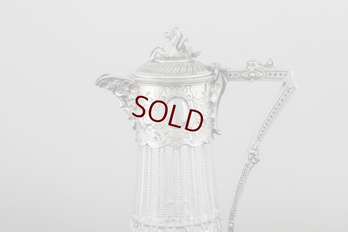 画像7: シルバープレート製 1900年前後　ハンドカットグラス クラレットジャグ  (7)