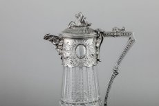 画像7: シルバープレート製 1900年前後　ハンドカットグラス クラレットジャグ  (7)