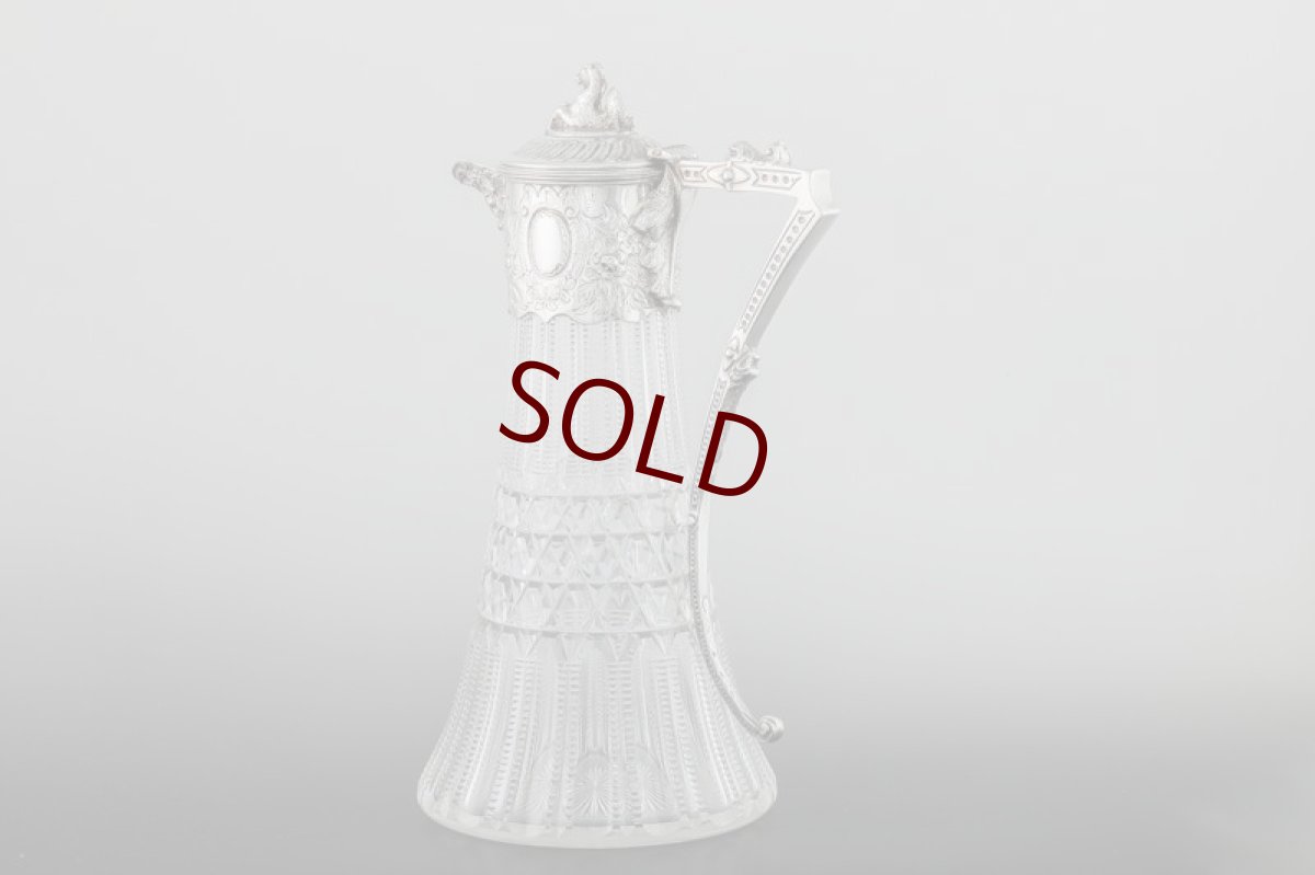 画像3: シルバープレート製 1900年前後　ハンドカットグラス クラレットジャグ  (3)