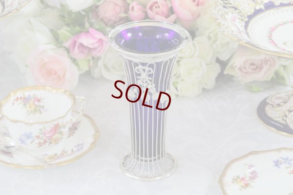 画像1: 純銀製（925）1904年 エルキントン リボンとお花のガーランド装飾　花瓶