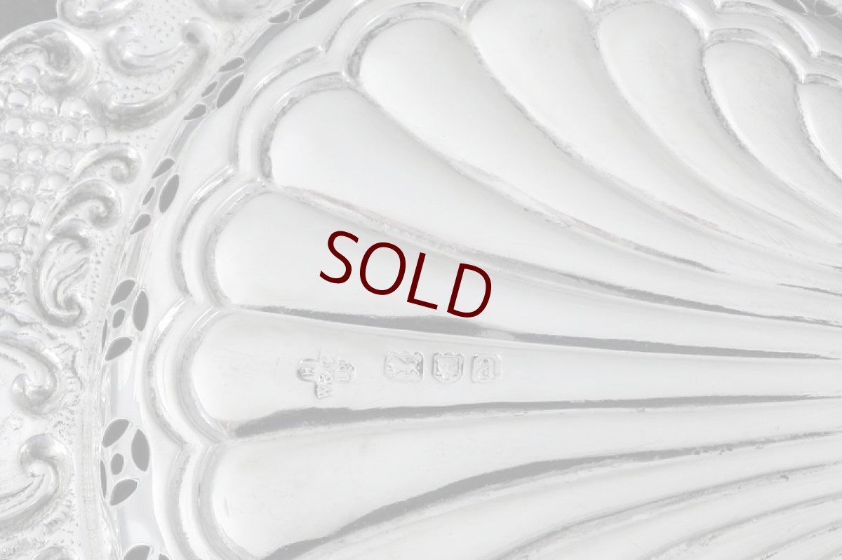 画像7: 純銀製 (925) 1896年 扇の形 ピン/ボンボンディッシュ 2組セット (7)