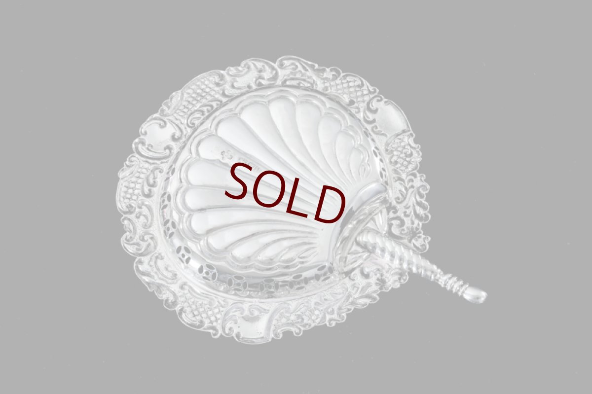 画像6: 純銀製 (925) 1896年 扇の形 ピン/ボンボンディッシュ 2組セット (6)