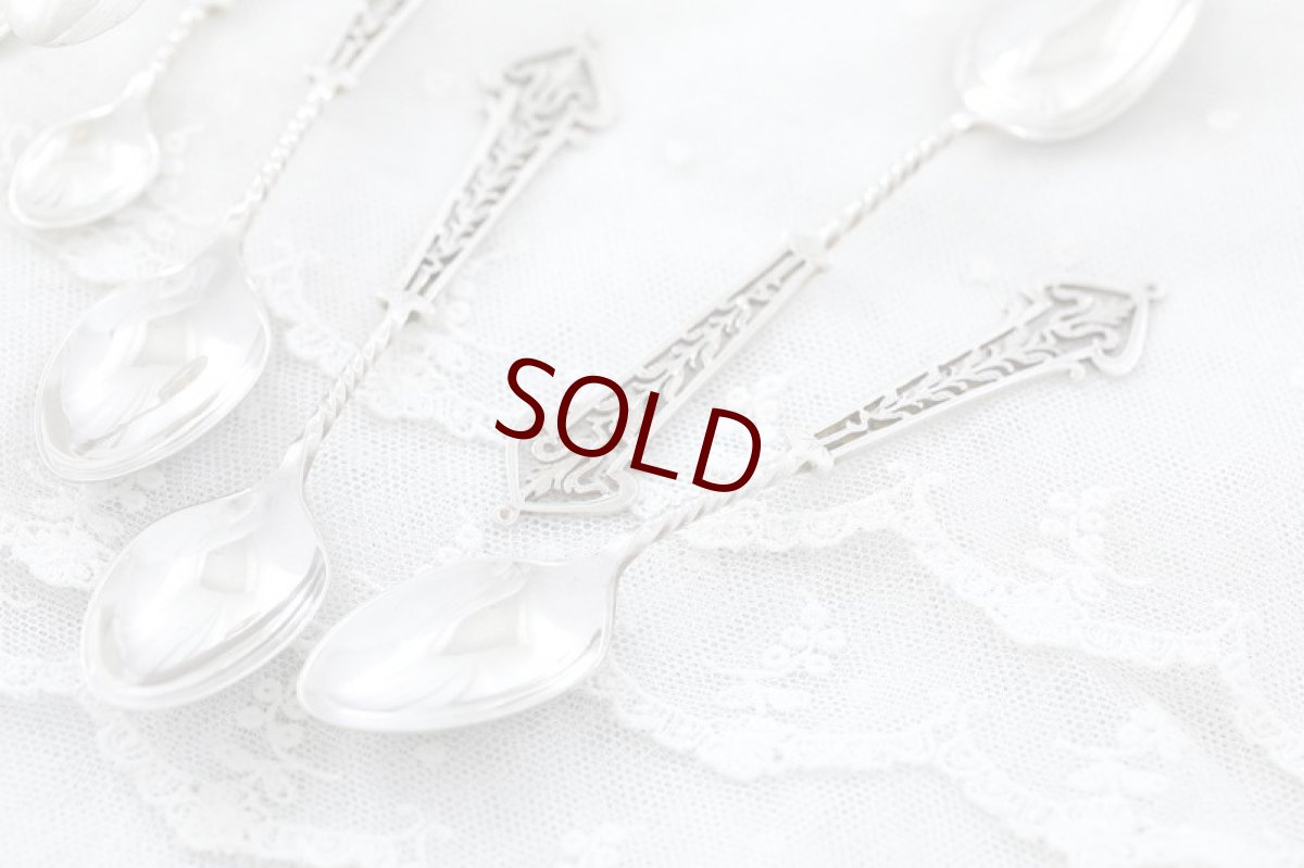 画像3: 純銀製 (925) 1902年　美透かし細工　ティースプーン & シュガートングセット  (3)