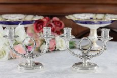 画像1: 純銀製(950) フランス製　ファーストミネルヴァ　ペア　薔薇のガーランド　キャンデラ―ブラー (1)