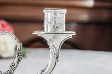 画像13: 純銀製(950) フランス製　ファーストミネルヴァ　ペア　薔薇のガーランド　キャンデラ―ブラー (13)