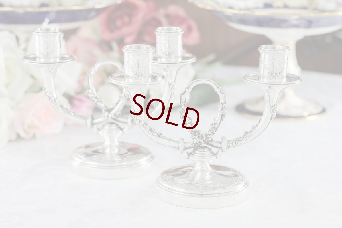 画像2: 純銀製(950) フランス製　ファーストミネルヴァ　ペア　薔薇のガーランド　キャンデラ―ブラー (2)