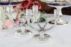 画像2: 純銀製(950) フランス製　ファーストミネルヴァ　ペア　薔薇のガーランド　キャンデラ―ブラー (2)