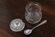 画像6: 純銀製(925)アメリカンC.1930 薔薇とお花の打ち出し　ジャムポット＆スプーン (6)