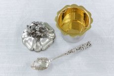 画像7: 純銀製(950)フランス製 ファーストミネルヴァ お花の摘み ロココスタイル 貴族の紋章入り キャビア/ジャムポット (7)