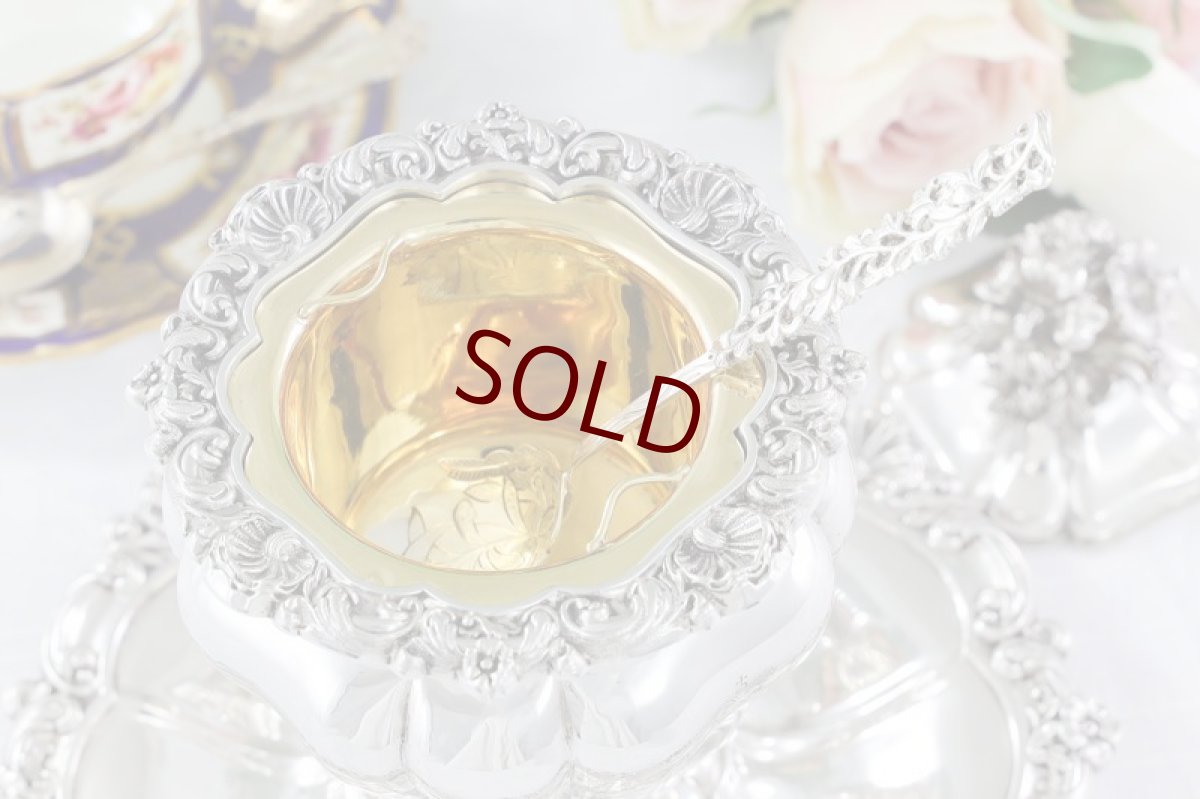 画像5: 純銀製(950)フランス製 ファーストミネルヴァ お花の摘み ロココスタイル 貴族の紋章入り キャビア/ジャムポット (5)