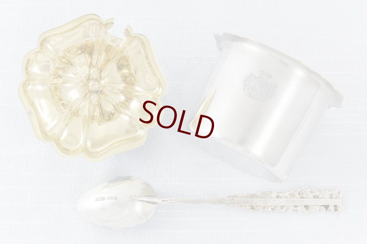 画像8: 純銀製(950)フランス製 ファーストミネルヴァ お花の摘み ロココスタイル 貴族の紋章入り キャビア/ジャムポット (8)