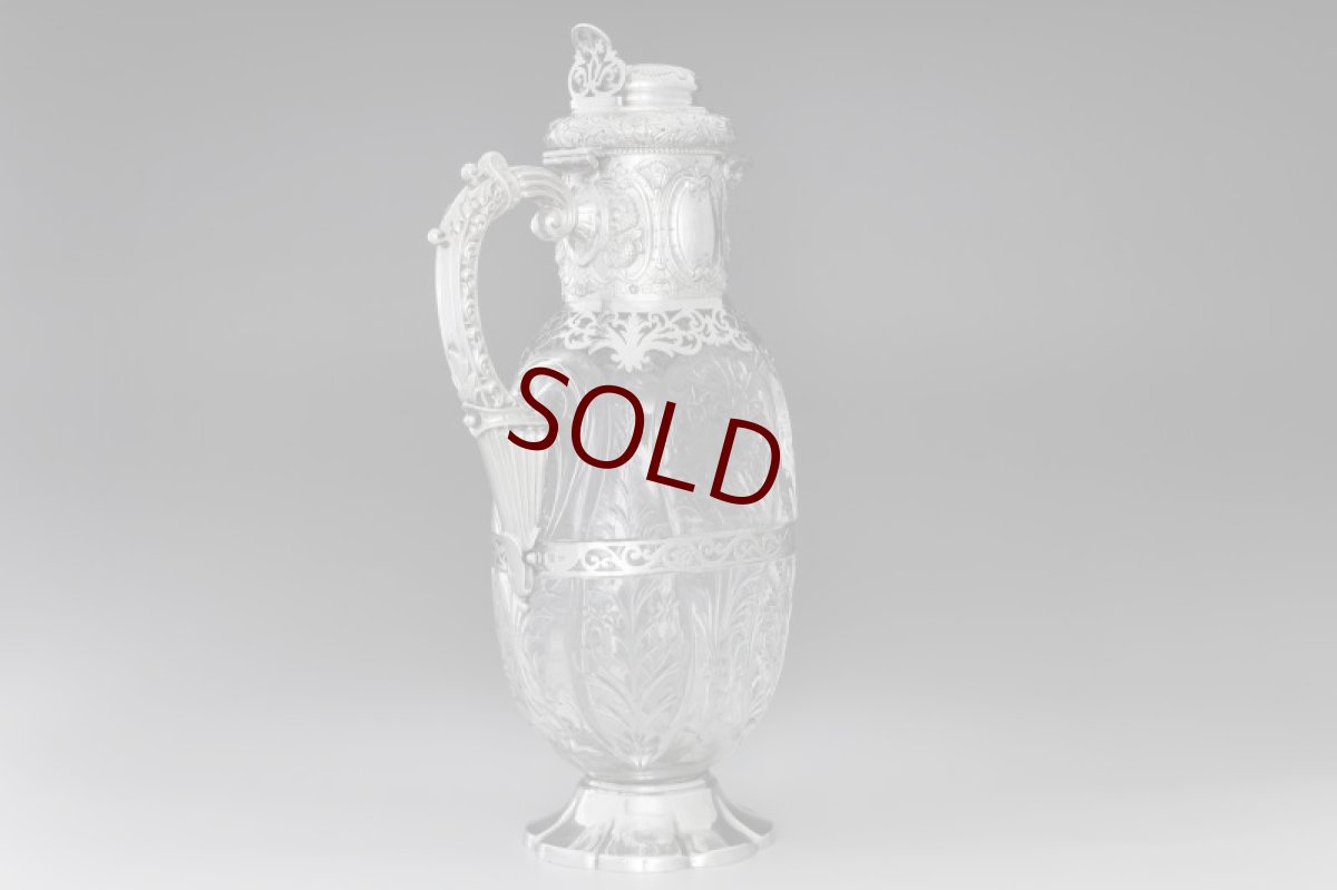 画像2: 純銀製（925）1901年　特級　ウェッブスタイル インタリオ　エングレービング　クリスタルグラス　クラレットジャグ  (2)