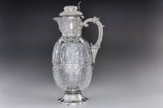 画像1: 純銀製（925）1901年　特級　ウェッブスタイル インタリオ　エングレービング　クリスタルグラス　クラレットジャグ  (1)