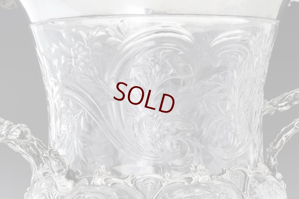 画像6: 純銀製（925）1901年 特級 ウェッブスタイル インタリオ エングレービング クリスタルグラス シャンパン クーラー  (6)