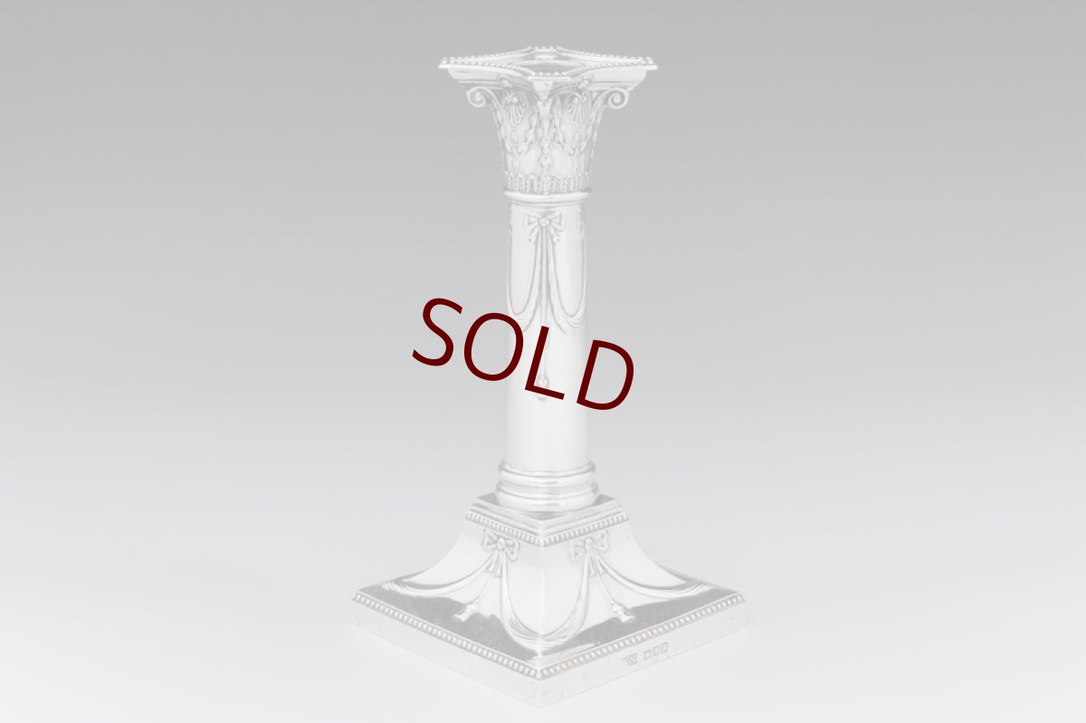 画像3: 純銀製(925) マッピン＆ウェッブ リボンガーランド　ペア　キャンドルスタンド (3)