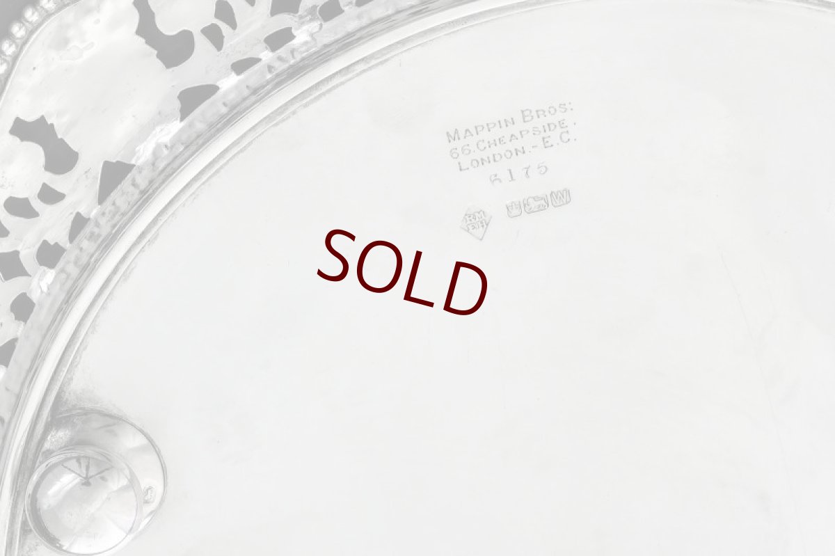 画像6: 純銀製(925)1889年 Martin, Hall & Co, アーツ＆クラフツ お花の透かしボーダー 26cm サルヴァ (6)