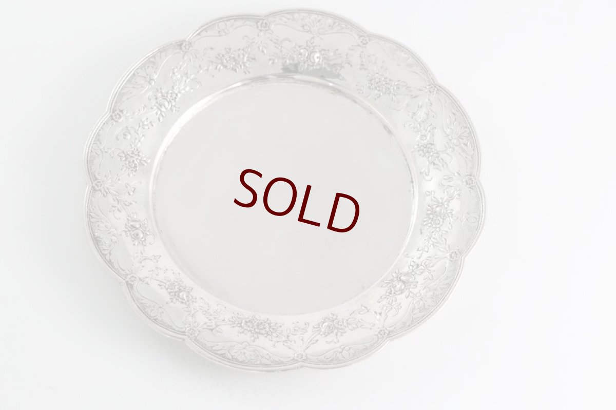 画像6: 純銀製(800)ドイツ製 1900年前後　薔薇のガーランド お花の摘み　透かし細工　バターディッシュ (6)