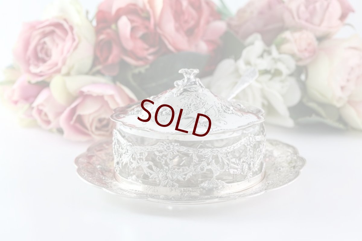 画像3: 純銀製(800)ドイツ製 1900年前後　薔薇のガーランド お花の摘み　透かし細工　バターディッシュ (3)