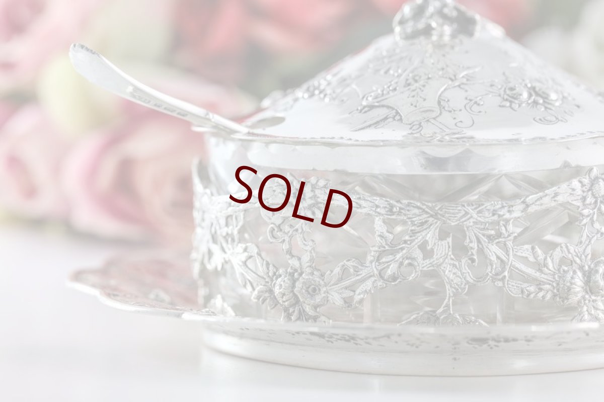 画像4: 純銀製(800)ドイツ製 1900年前後　薔薇のガーランド お花の摘み　透かし細工　バターディッシュ (4)